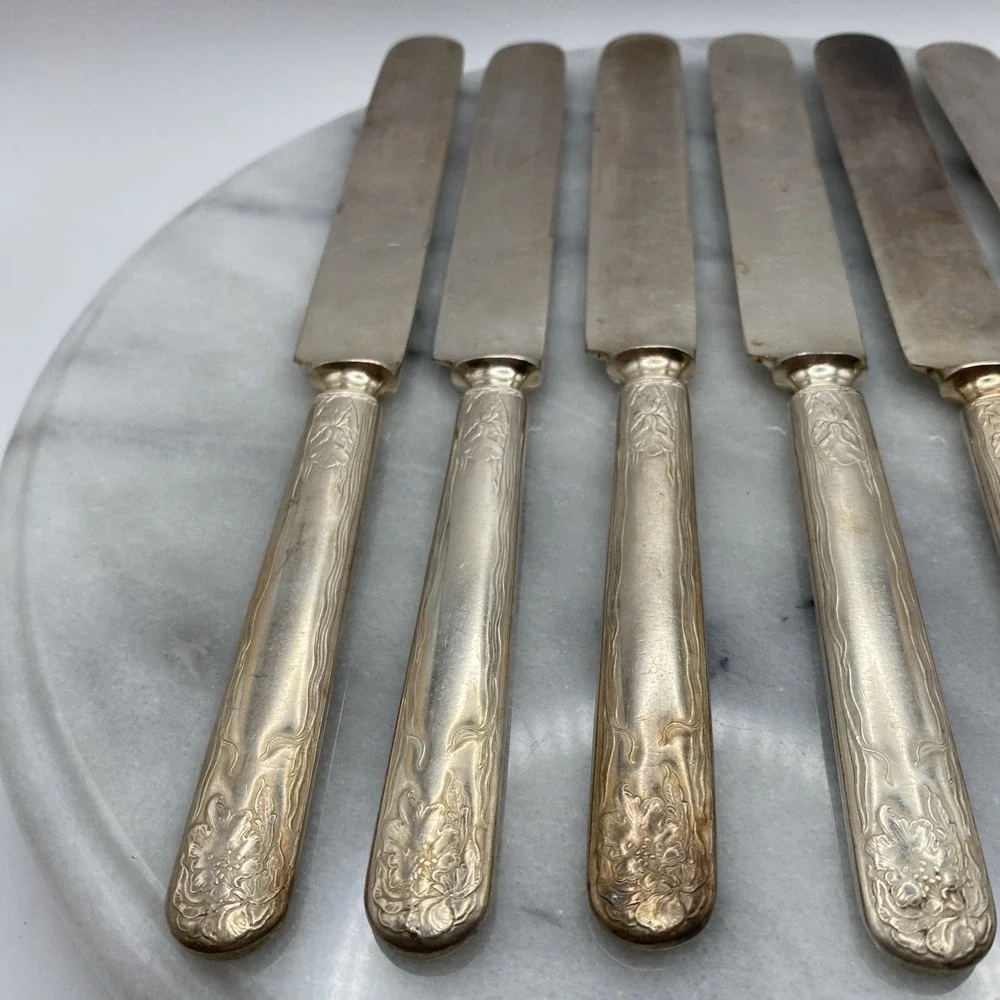 American Silver Plate Co Vintage 40+ Pc Flatware Set Floral Art Nouveau Wood Box